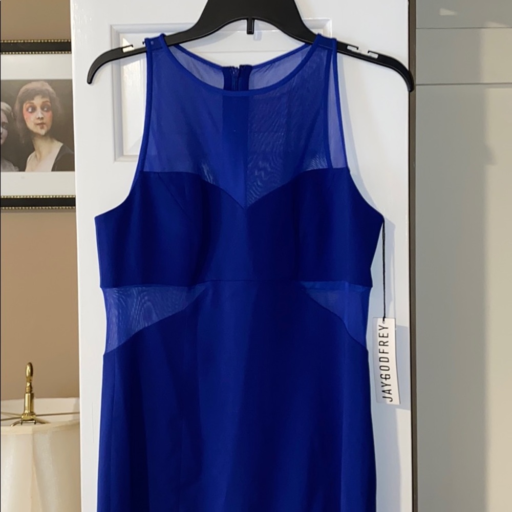 JAY GODFREY blue cutout dress, new w/ tags (sz 10)